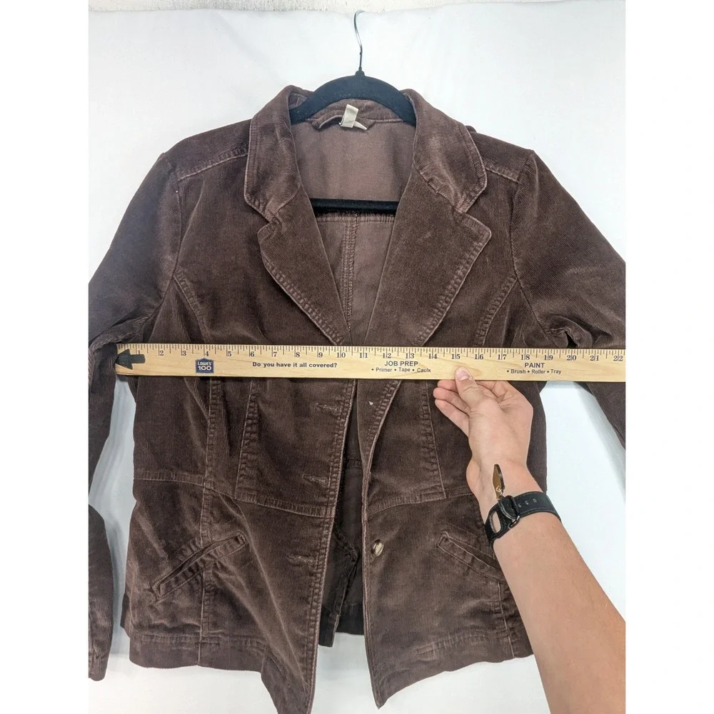 St Johns Bay Womens Brown Corduroy Stretch‎ Blazer Jacket Size 6 Button Front
